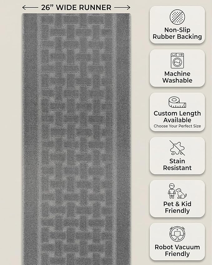 Runner Rug 19 ft, Extra Long Non-Slip Washable Rug, Rubber Backing, Rolled in - Image 5