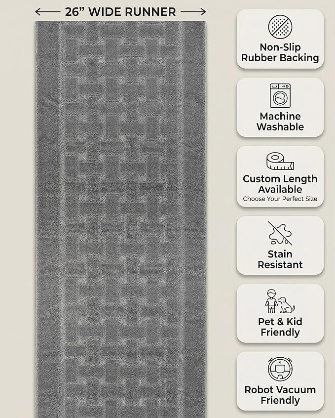 Runner Rug 6 ft, Non-Slip Washable Rug, Rubber Backing, Rolled in Box, Custom - Image 5