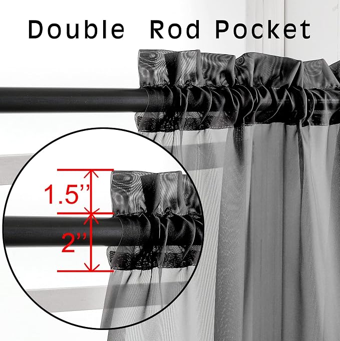 Voile Sheer Window Privacy Curtains, Rod Pocket Elegant Airy Sheer Curtains - Image 4