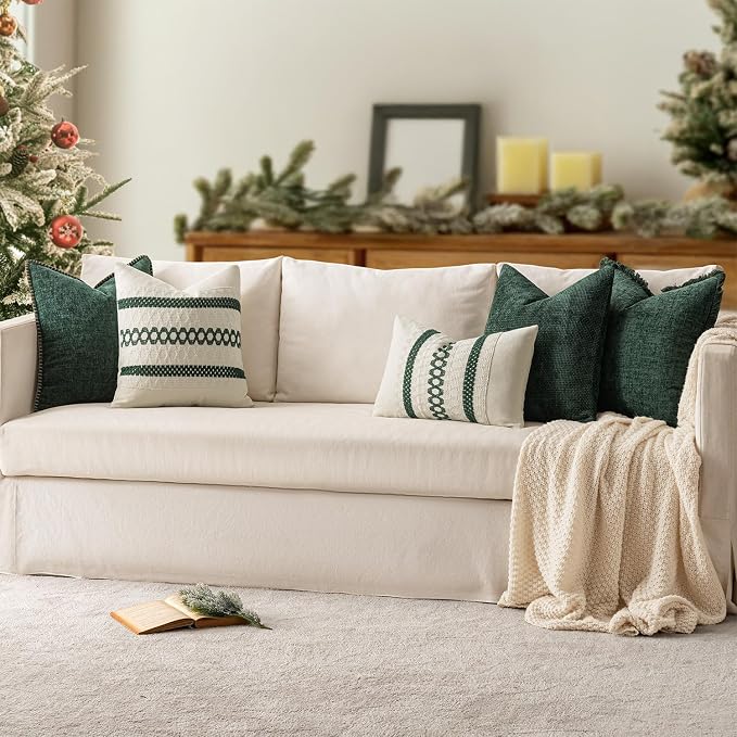 MIULEE Decorative Couch Throw Pillow Covers 18x18 Inch Dark Green 2 Pack | - Image 9