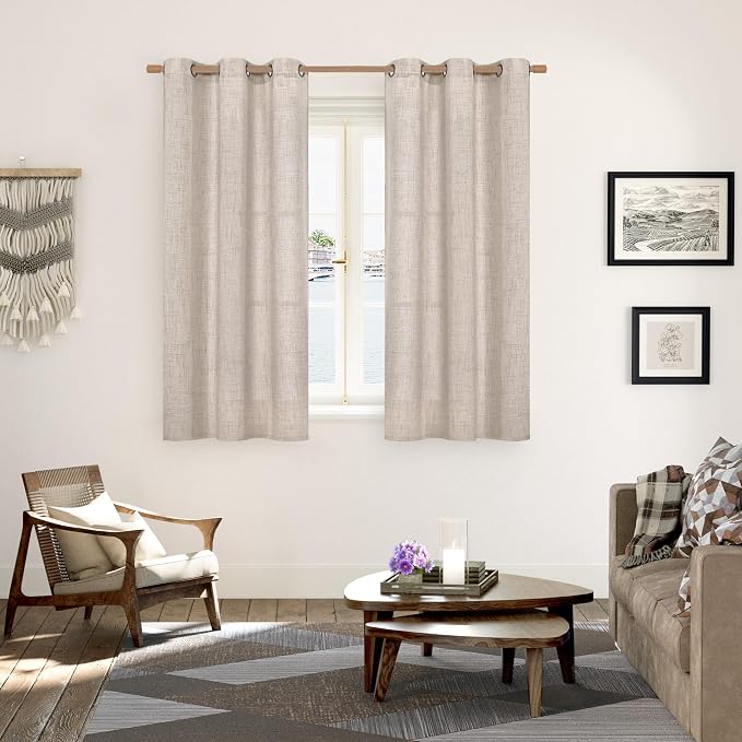 YoungsTex Natural Linen Curtains 48 Inch Length - Image 2