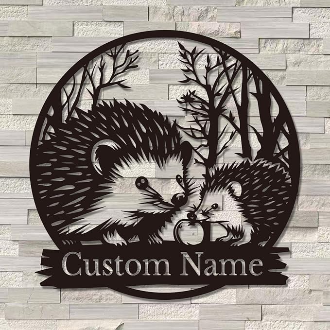 Custom Hedgehog Metal Sign, Personalized Hedgehog Metal Wall Art,Hedgehog Lovers Gift Metal Kid Room Decor,Personalized Hedgehog Lover Name Sign,Kid Nursery Decoration (Hedgehog C)