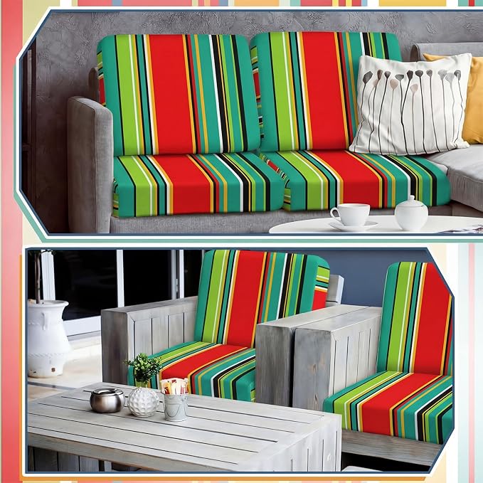 Geyoga 8 Pcs Patio Stretch Sofa Cushion Covers Outdoor Cushion Covers - Image 4