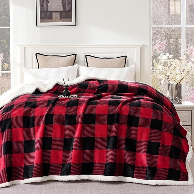PU MEI Sherpa Fleece Throw Blanket 60" x 80" Reversible Plush Fluffy Large Big - Image 2