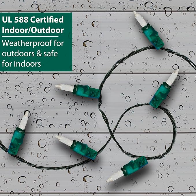 Brite Star 100 Count Mini String Christmas Lights, Blue - 22 feet Indoor/Outdoor Christmas Tree Lights with White Wire (Set of 2)