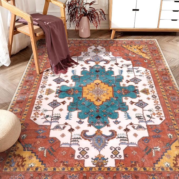SERISSA 5x7 Washable Non Slip Boho Area Rug by SERISSAHomeDecorCollection