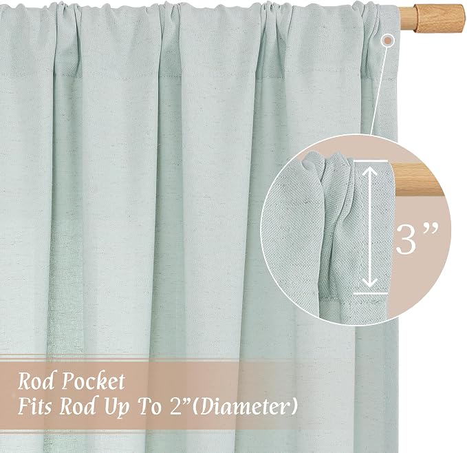 Light Blue Linen Curtains 72 inch Length - Image 3