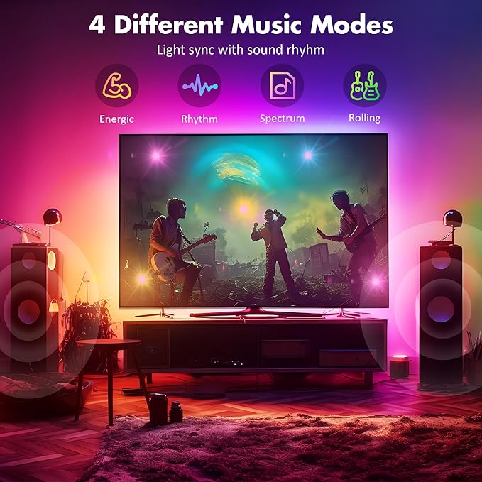 Maylit ICRGB TV LED Backlight, App Control LED Lights for 71-75in TV/Monitor, Music Sync Color Changing TV LED Strip Lights for Home Decor, USB Powered Gaming Accessories Lights for Bedroom Room Decor