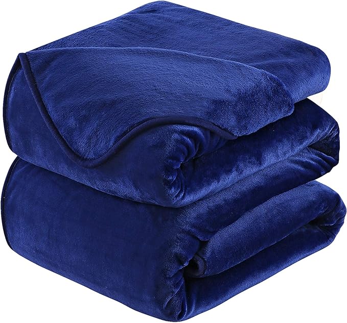 Soft Queen Size Blanket All Season Warm Fuzzy Microplush Lightweight Thermal Fleece Blankets for Couch Bed Sofa,90x90 Inches,Royal Blue