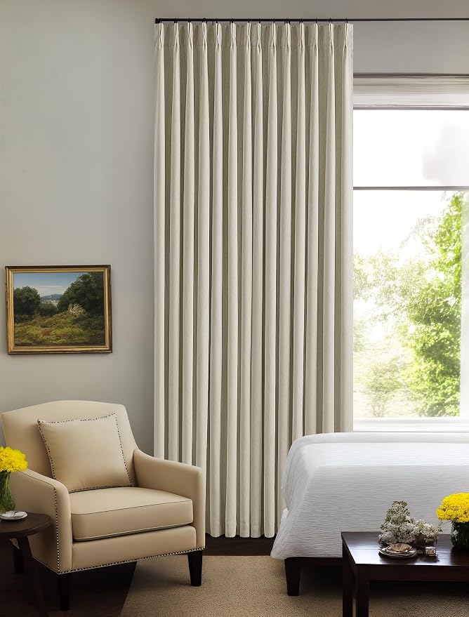 Burlywood Birch Pleated Blackout Linen 92 Inch Long Curtains 60 Inch Wide | - Image 9