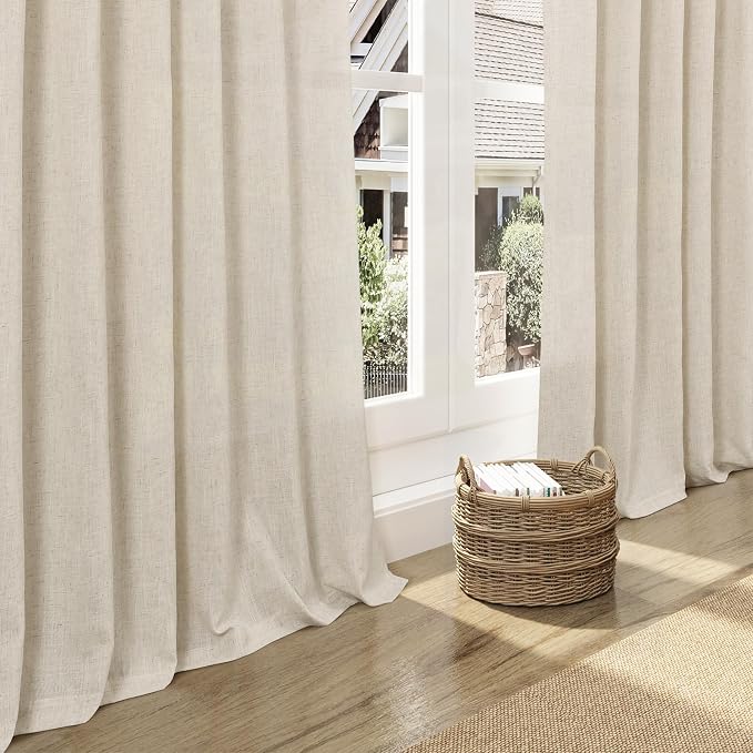 Living Room Curtains 63 Inch Length Linen Birch Beige Luxury Light Filtering - Image 5