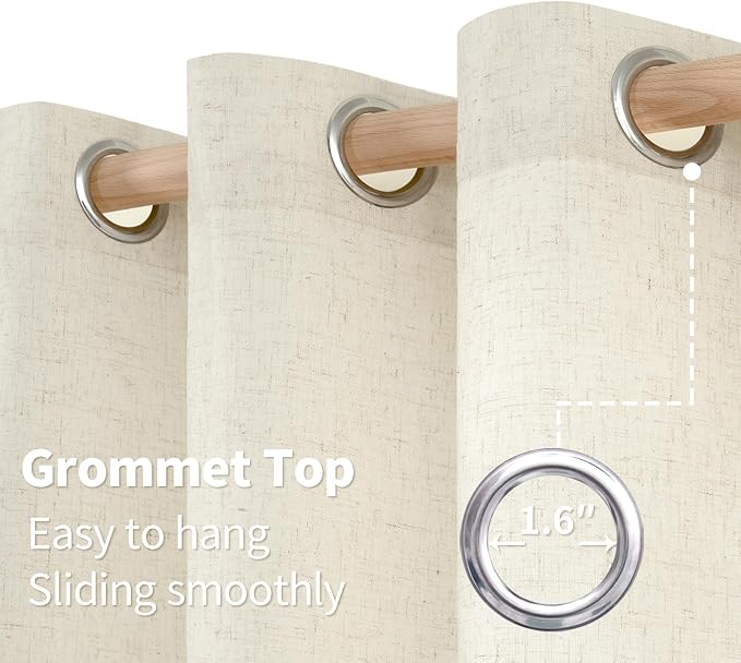 YoungsTex 60 Inch Wide Linen Curtains 2 Panels Grommet 63 Inch Length Light - Image 8
