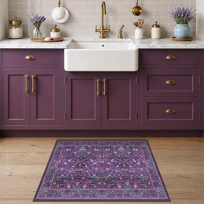 Washable Purple 2x3 Entryway Area Rug, Bohemian Small Throw Violet Carpet - Image 6