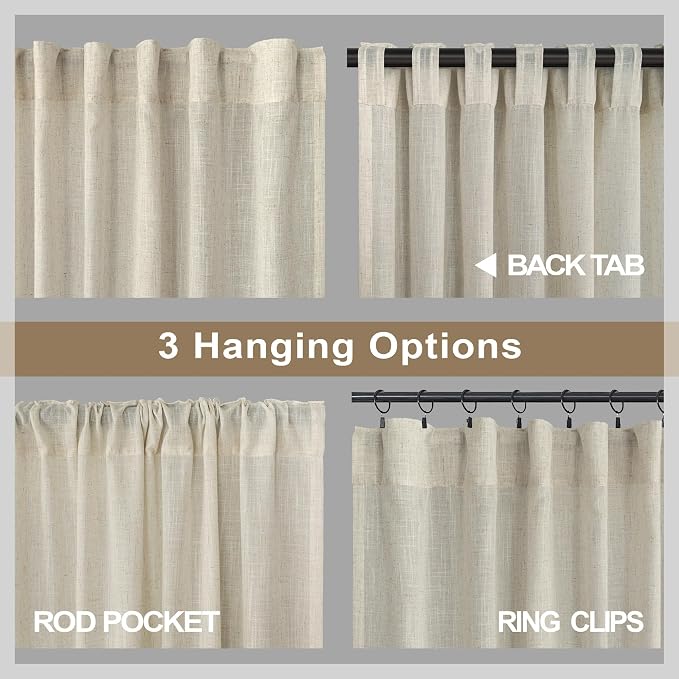 Pitalk Flax Linen Extra Long Curtains 120 Inch Length - Image 4