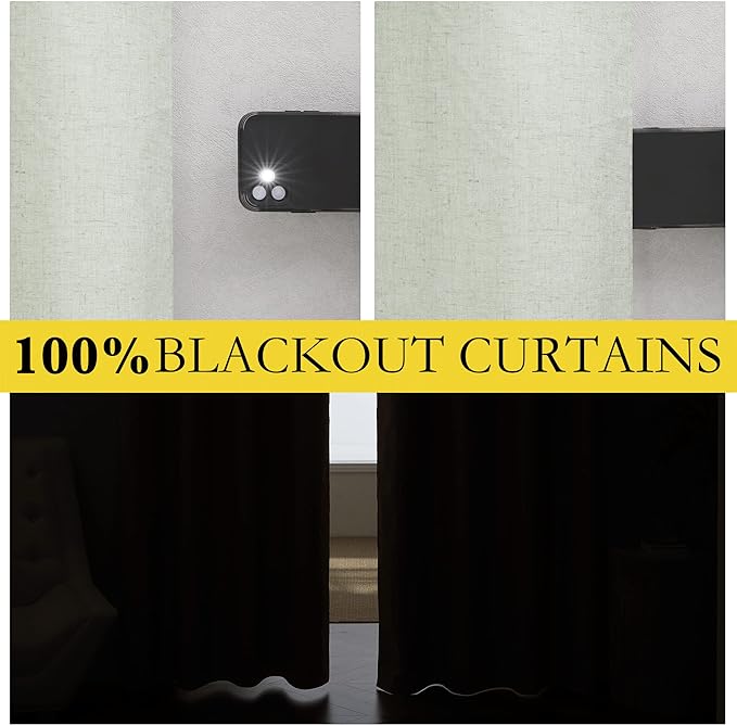 NICETOWN Full Blackout Sage Green Linen Curtains 102 inches Length - Image 2