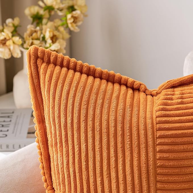 MIULEE Fall Burnt Orange Decorative Throw Pillow Covers 18x18 Inch 2 Pack | - Image 2