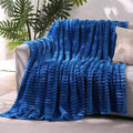 Classic Blue Throw Blanket for Couch Sofa 60"x80" Striped Design by Unknown