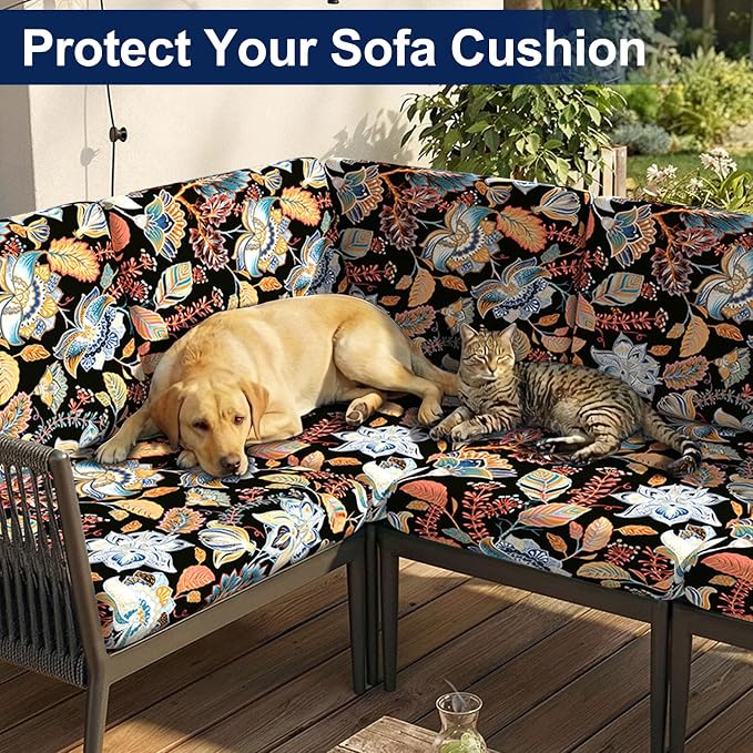 Smiry Waterproof Patio Cushion Covers, Stretch Outdoor Furniture Covers | Couch - Image 8