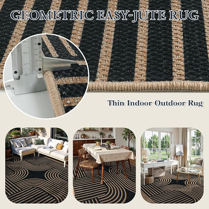 Lahome Modern Geometric Easy Jute Rug, 6x9 Area Rugs - Image 4
