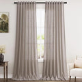Brownish Grey Linen Curtains for Living Room 100 Inches Long Back Tab Light by Nanspring