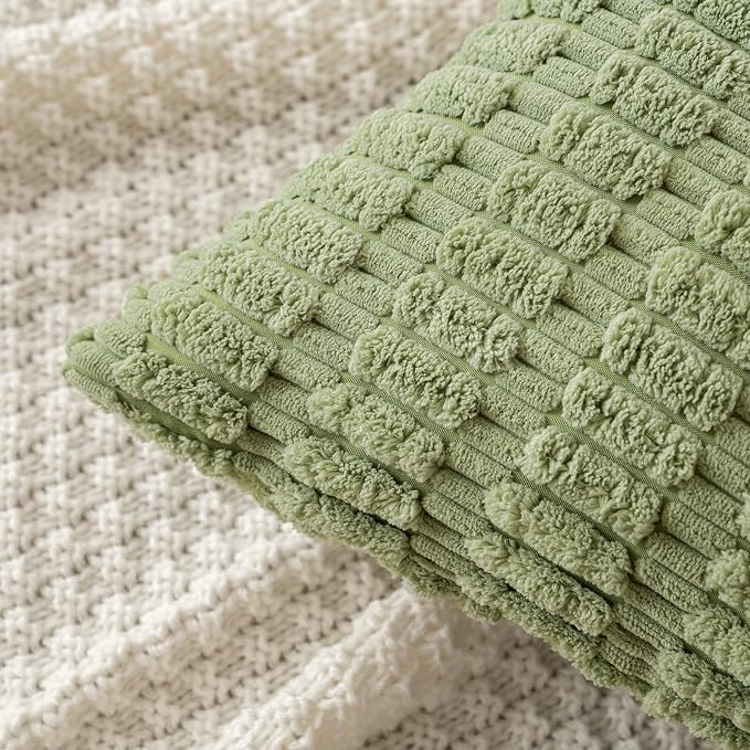 MIULEE Corduroy Decorative Throw Pillow Covers 18x18 Sage Green Pack of 2 | - Image 2
