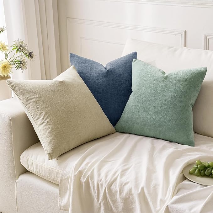 MIULEE Greyish Green Chenille Couch Throw Pillow Covers, 20x20 | Set of 2 - Image 5