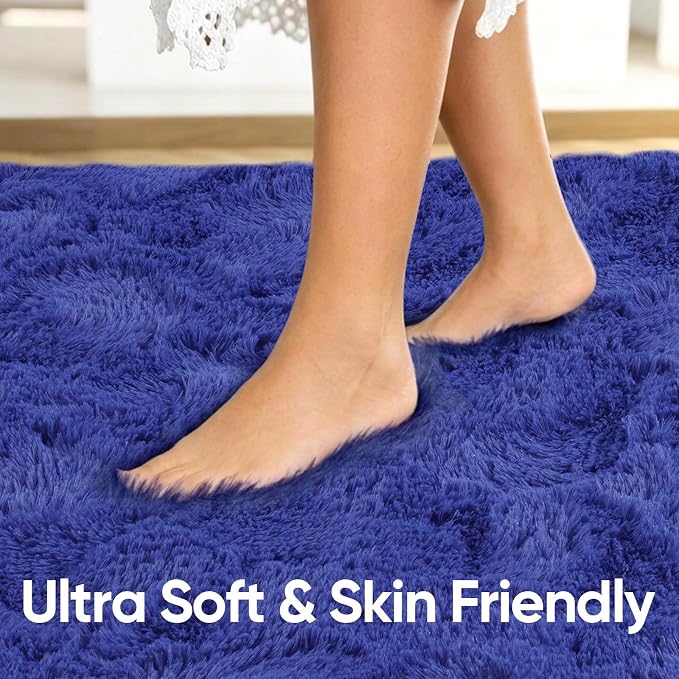 Noahas 4x6 Royal Blue Fluffy Soft Area Rug Non-Slip - Image 5
