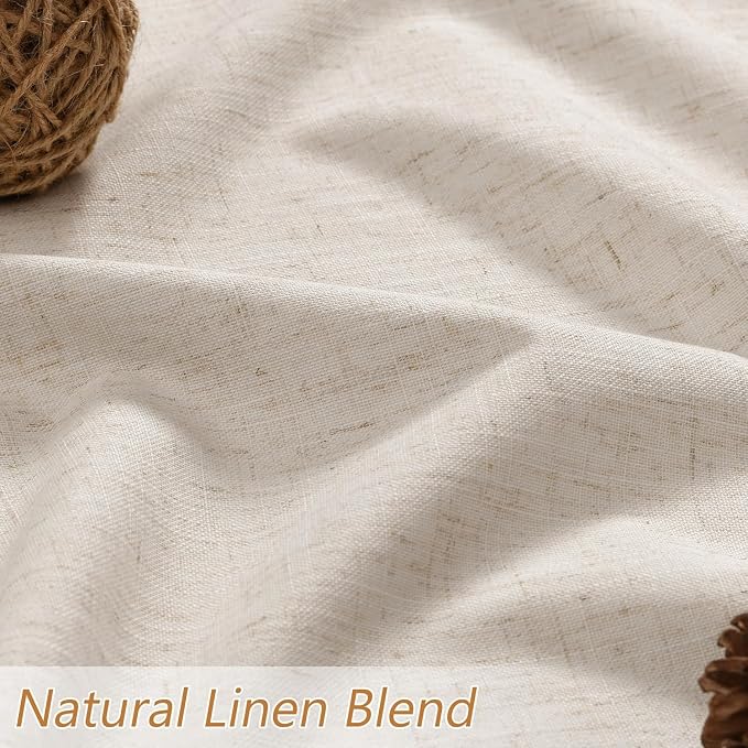 100% Blackout Linen Curtains 98 Inch Long by 52 Inch Wide 2 Panels Set - Image 3