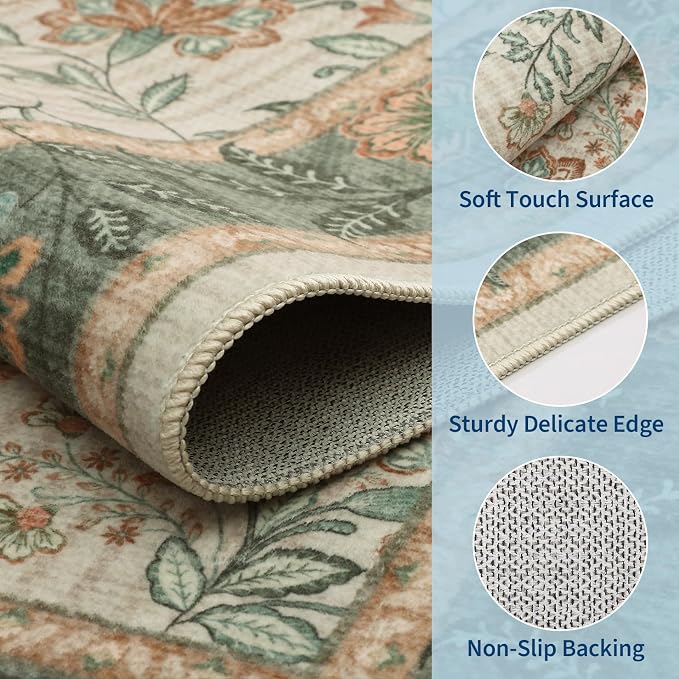 GarveeHome 10x13 Large Living Room Rug Sage Green Washable Area Rug Soft | Non - Image 4