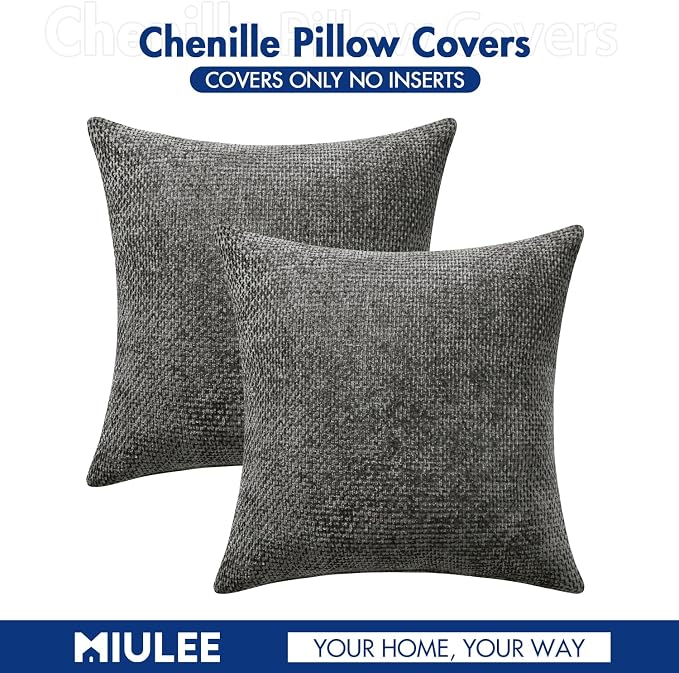 MIULEE Decorative Couch Throw Pillow Covers 18x18 Inch Dark Gray 2 Pack | - Image 7