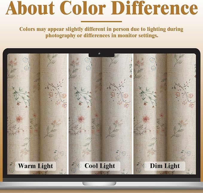 Boho Floral 100% Blackout Curtains 84 Inch 2 Panels 52" W x 108" L | Farmhouse - Image 6