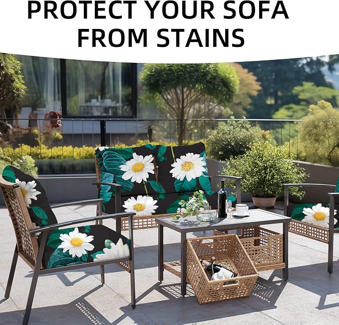 8PCS Patio Cushion Covers.Patio Furniture Couch SeatSlipcovers | Washable - Image 4