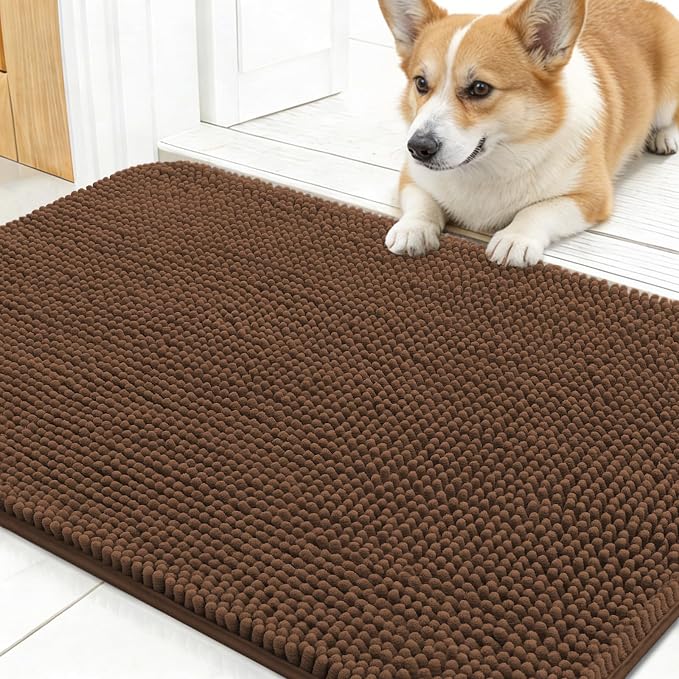 OLANLY Dog Door Mat for Muddy Paws 30x17, Super Absorbent Chenille Mud Mat | by OLANLY