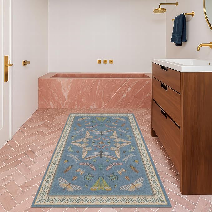 Washable Blue Rugs for Bedroom Bedside - Image 8