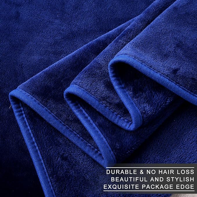 Fleece Blanket Twin Size 350GSM Lightweight Throw for The Bed Extra Soft Brush Fabric Super Warm Sofa Blanket 66" x 90"(Royal Blue Twin)