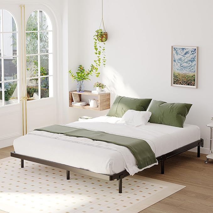 Full Size Box Spring Bed Base 2 Inch, Low Profile Metal Boxspring Full Size Bunkie Board 2 Inch, 3000 Lbs Max Weight Capacity Mattress Foundation, Noise-Free, Easy Assembly