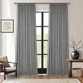 Charcoal Grey Pinch Pleated 100% Blackout Linen 96 Inch Bedroom Curtains | by Twodrapes