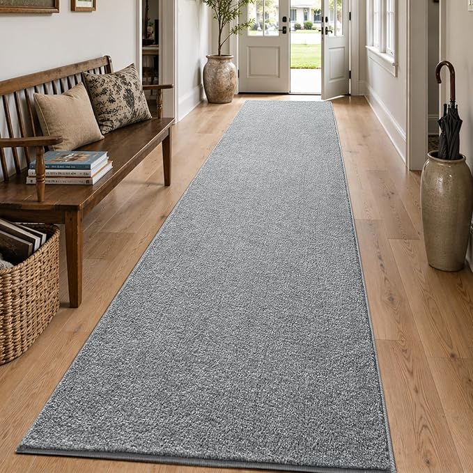 2x10 Grey Runner Rug Washable Non-Slip Soft - Image 3