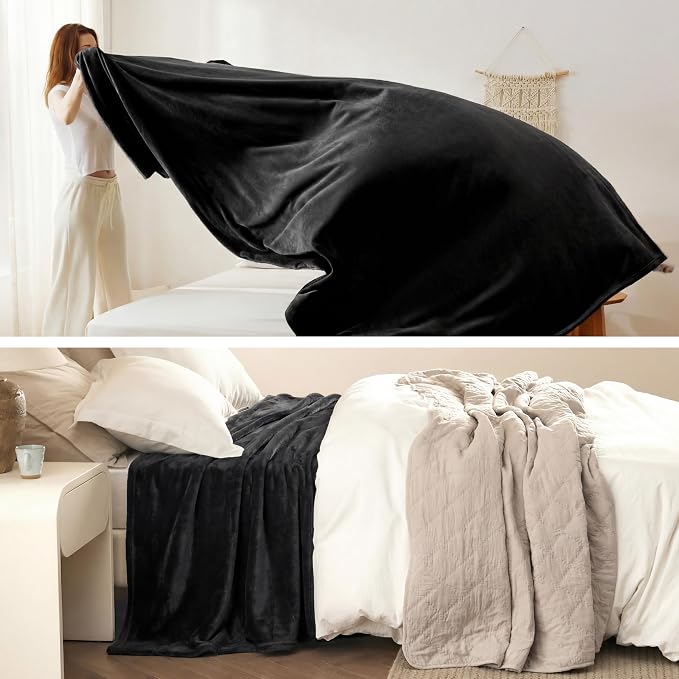 Bedsure GentleSoft Fleece Blanket California King Size Black - Image 5