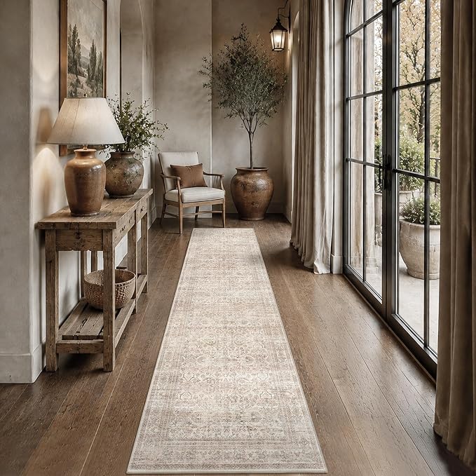 Schweek 2x8 Hallway Runner Rugs Washable Vintage Non Slip Kitchen Rugs Beige by Schweek