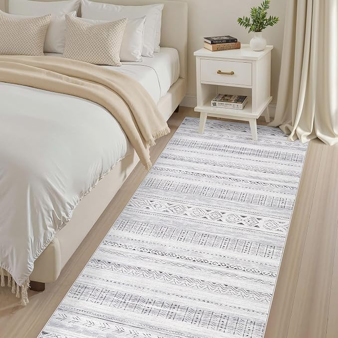 cotiled Hallway 3x10 Runner Rugs Washable Boho Rug Dark Grey | Solve Modern - Image 4