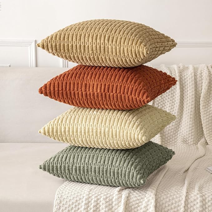 MIULEE Lumbar Corduroy Decorative Throw Pillow Covers 12x20 Light Olive | Green - Image 8