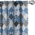 Ambesonne Geometric Window Curtains, Geometrical Diamond Shaped Lines with Various Nostalgic Fashioned Old Pattern, Decorative Panels Set of 2 with Rod Pocket, Pair of - 28" x 63", Black Blue