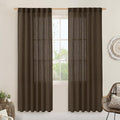 Dark Brown 78 inch Sheer Linen Curtains by LAMIT