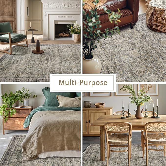 Green Brown 8x10 Washable Area Rugs - Image 5