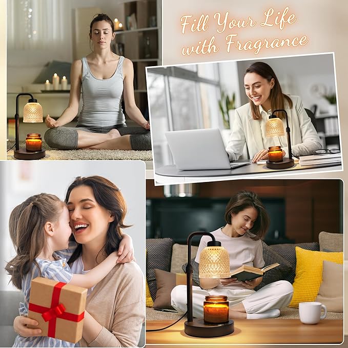 AIFEI Candle Warmer Lamp with Timer, Dimmable Adjustable Height Candle Lamp, Birthday Gifts for Women Mom Sister Friends, House Warming Gifts New Home, Candle Lamp Warmer with 2 Bulbs - CoalBlack