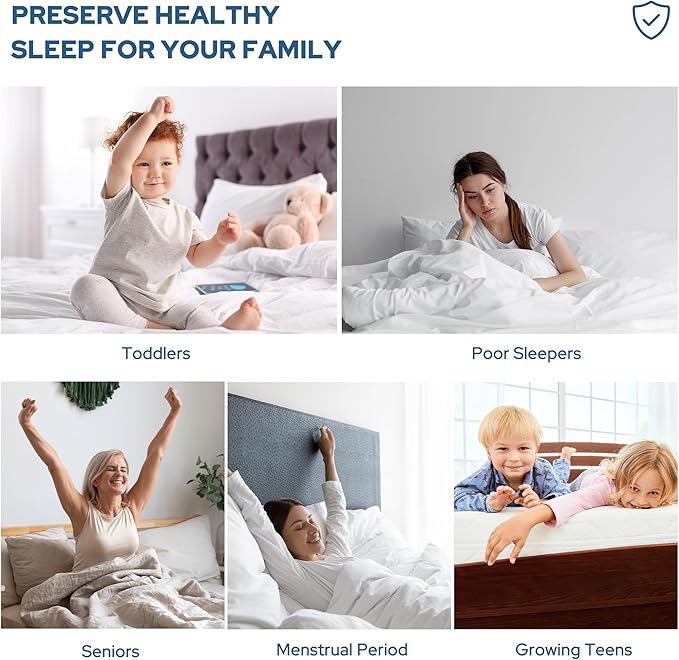 BEDLORE Waterproof Mattress Protector, King Size Noiseless Mattress Pad with Deep Pocket 6"-18" Depth, Soft Breathable Bed Mattress Cover Washable for Home, Bedroom, Hotel (Navy Blue)