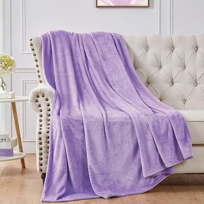 Walensee Fleece Blanket Plush Throw Fuzzy Lightweight (XL-Twin Size 66x90 Lavender) Super Soft Microfiber Flannel Blankets for Couch, Bed, Sofa Ultra Luxurious Warm and Cozy for All Seasons
