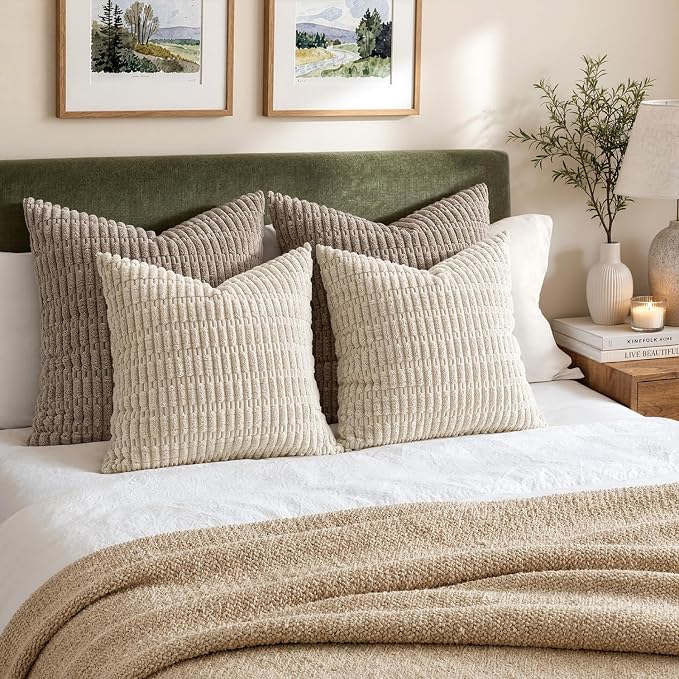 MIULEE Euro Sham Decorative Throw Pillow Covers 26x26 Cream White Pack of 2 | - Image 2