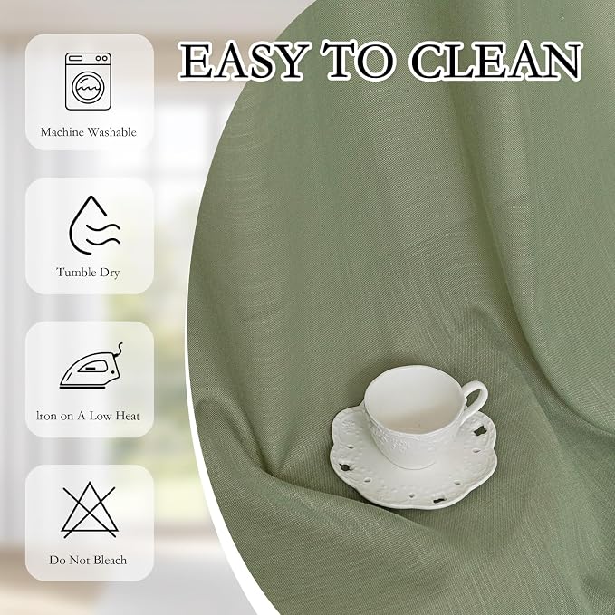 MYSKY HOME Sage Green Curtains 96 Inches Long - Image 8